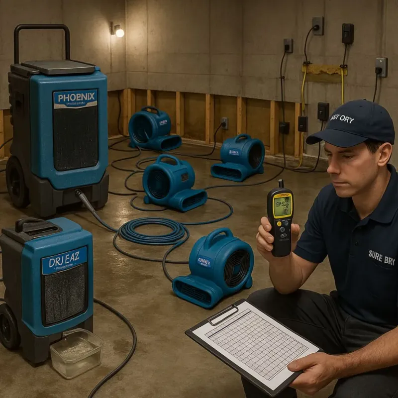 Structural Drying and Dehumidification process in Roseville, OH